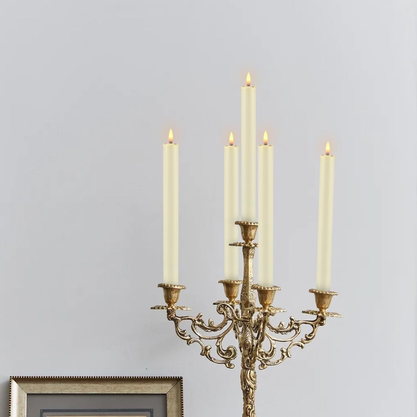 YOROXRG 24 Pack LED Flameless Taper Candles with Timer, Dripless Fake Candlesticks with 3D Flickering Flame, 9.6 Inches