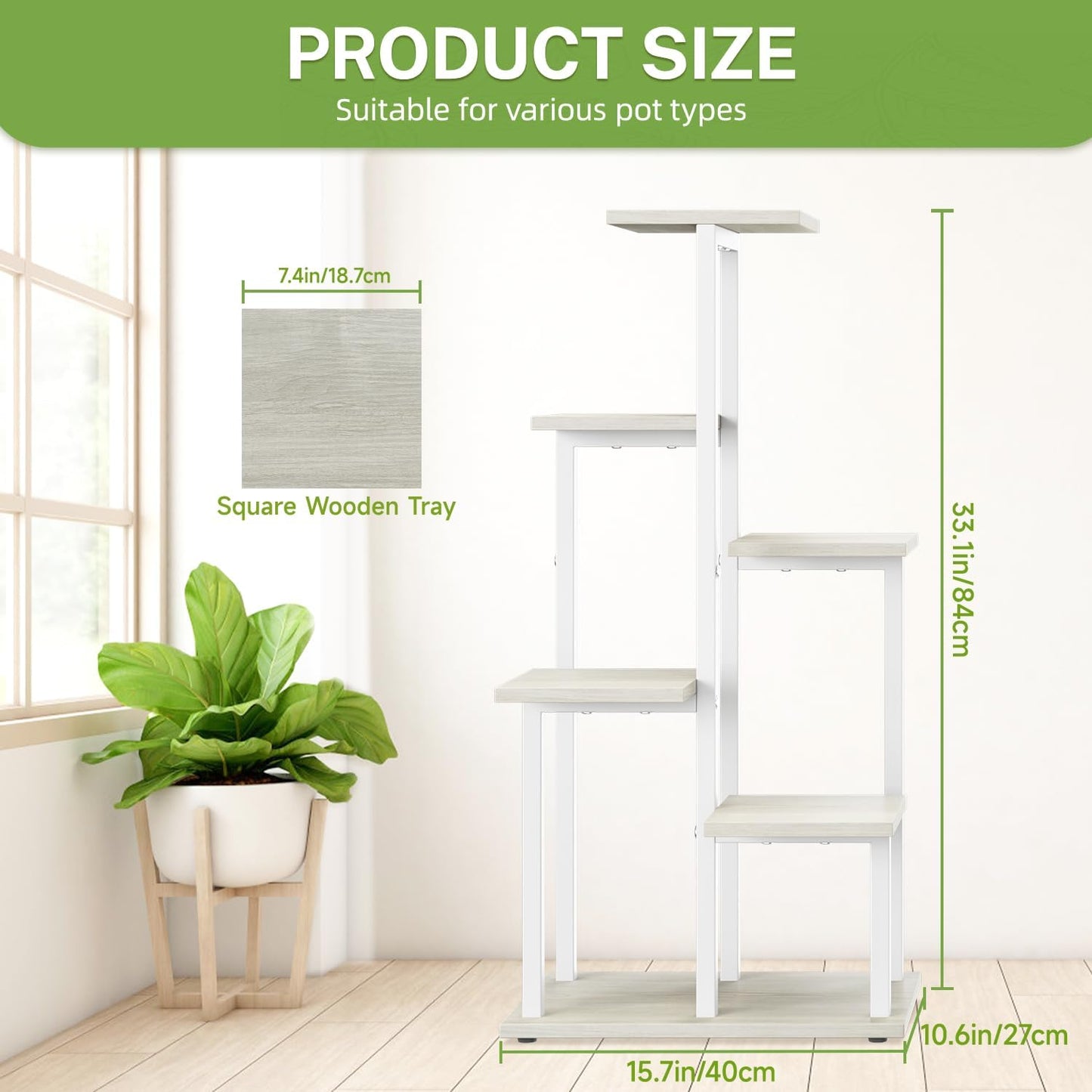 iDavosic.ly 6 Tier Plant Stand Indoor, Corner Tiered Shelf, White | Sturdy Tiered Orchid Display Rack, Multiple Flower