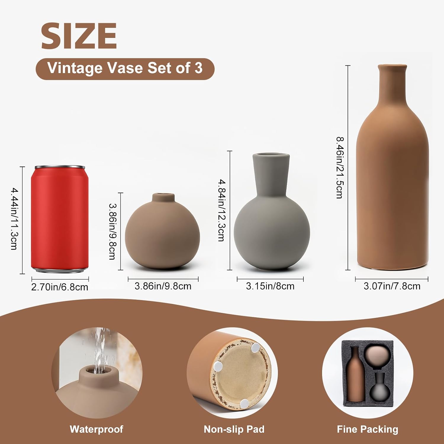 Ceramic Vase / Coffee Mix Set - Gray / Set of 3