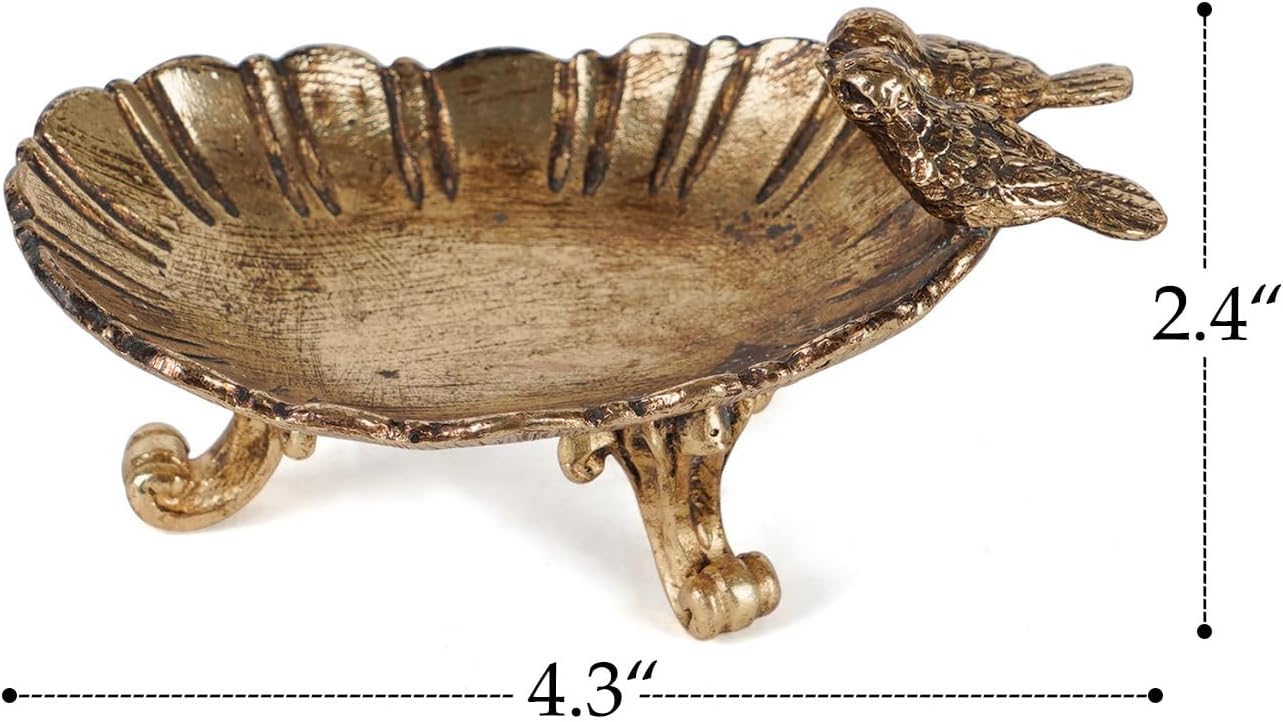 Vintage Ring Holder Jewelry Dish / Gold