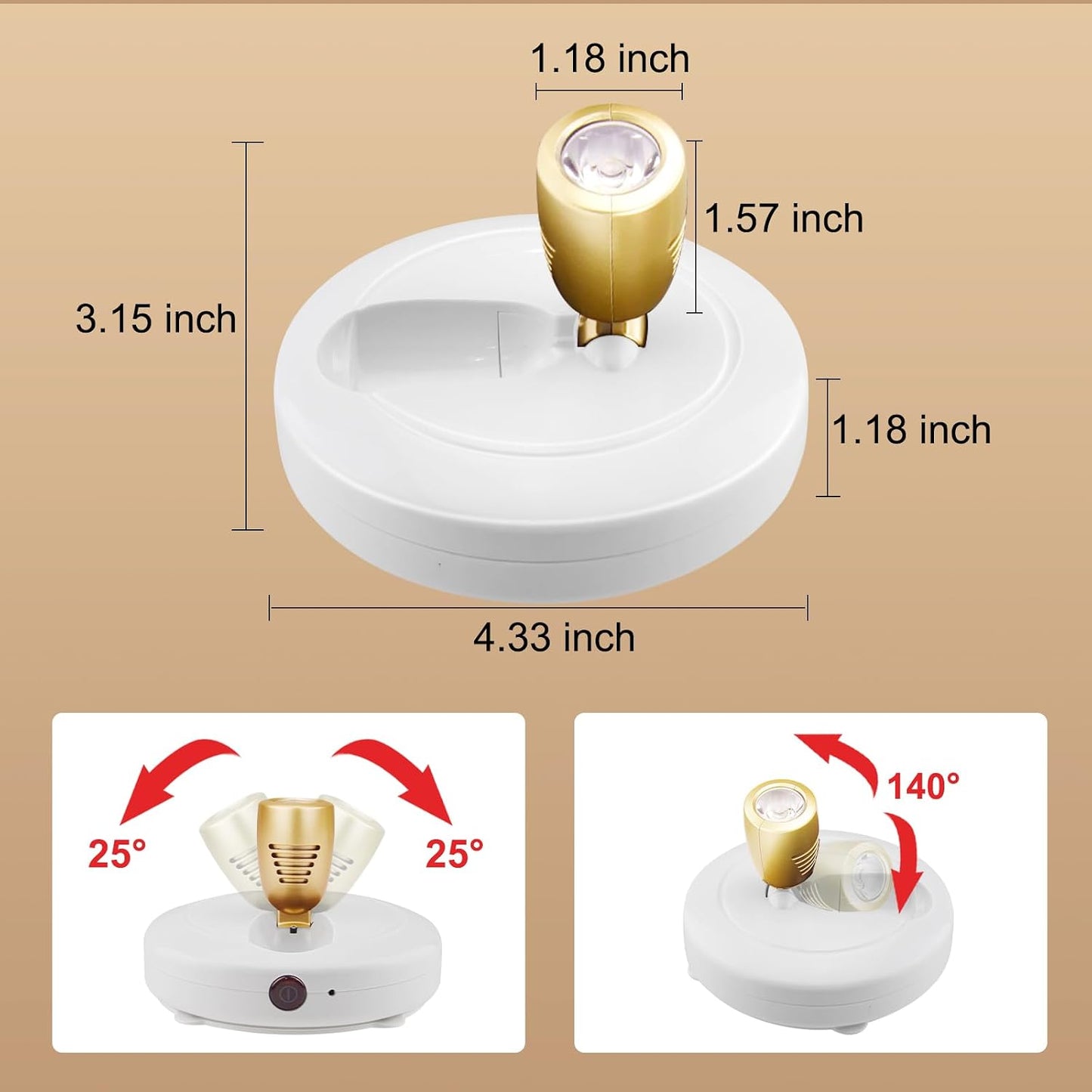 HONWELL LED Spotlight Wireless Accent Lights 2 Pack Battery Powered Warm White Puck Lights with Remote,Under-Cabinet