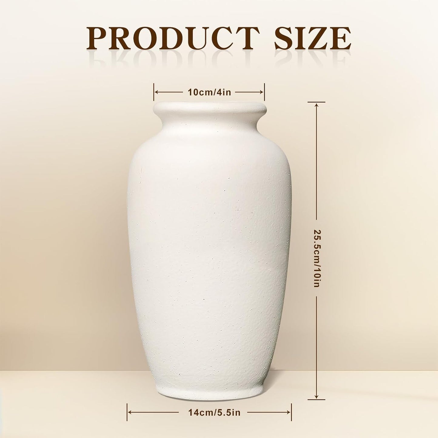 White Ceramic Vase-Boho Decorative Vase / White L