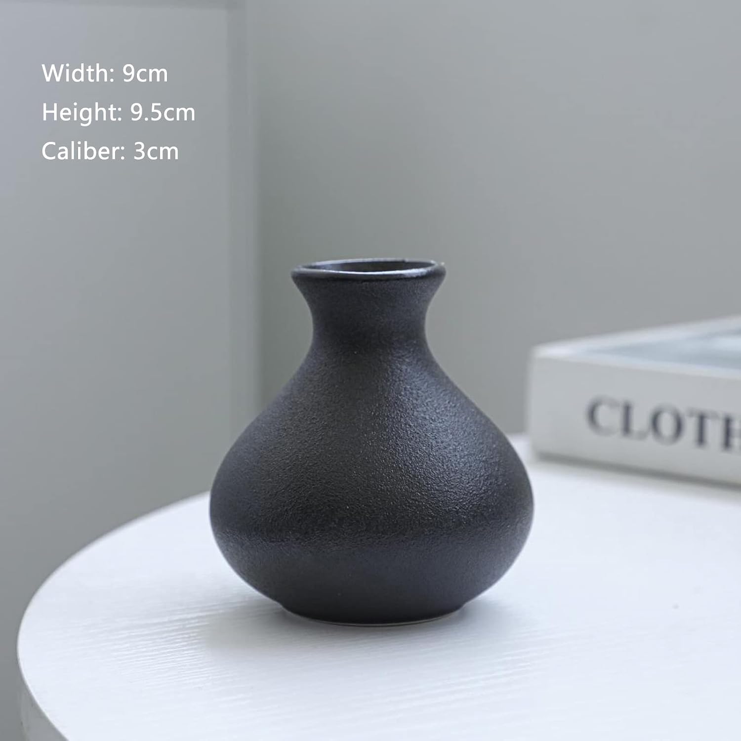 Ceramic Vase / Mini Decorative Vases for Rustic Weddings & Home Decor / Black / Set of 5