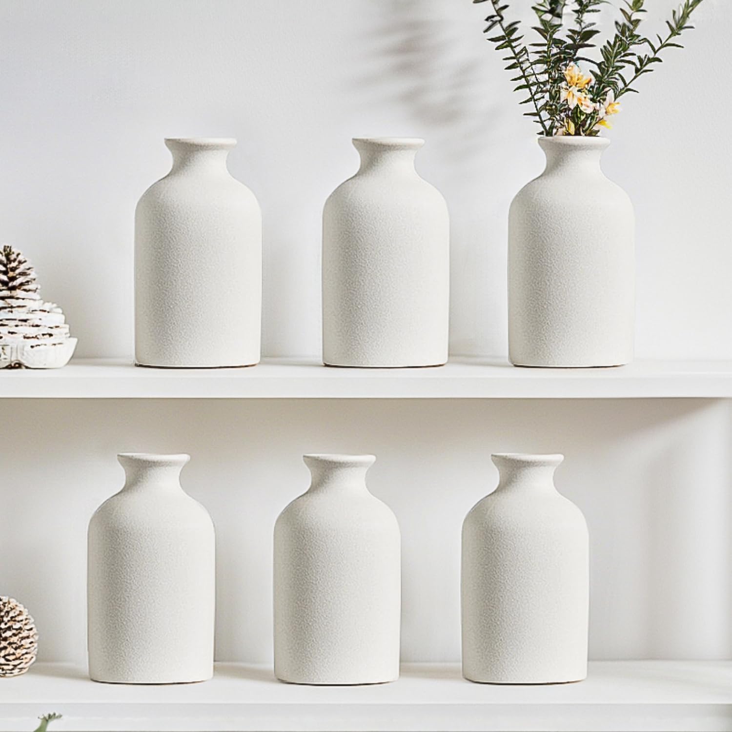 Modern White Small Ceramic Vase / White - Style 4 / Set of 12