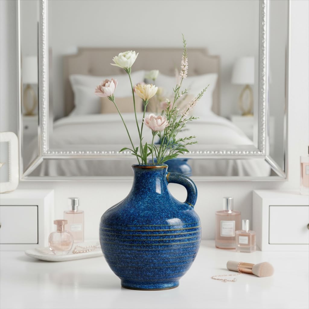 Blue Ceramic Vase / 6 Inch / Dark Blue - 6