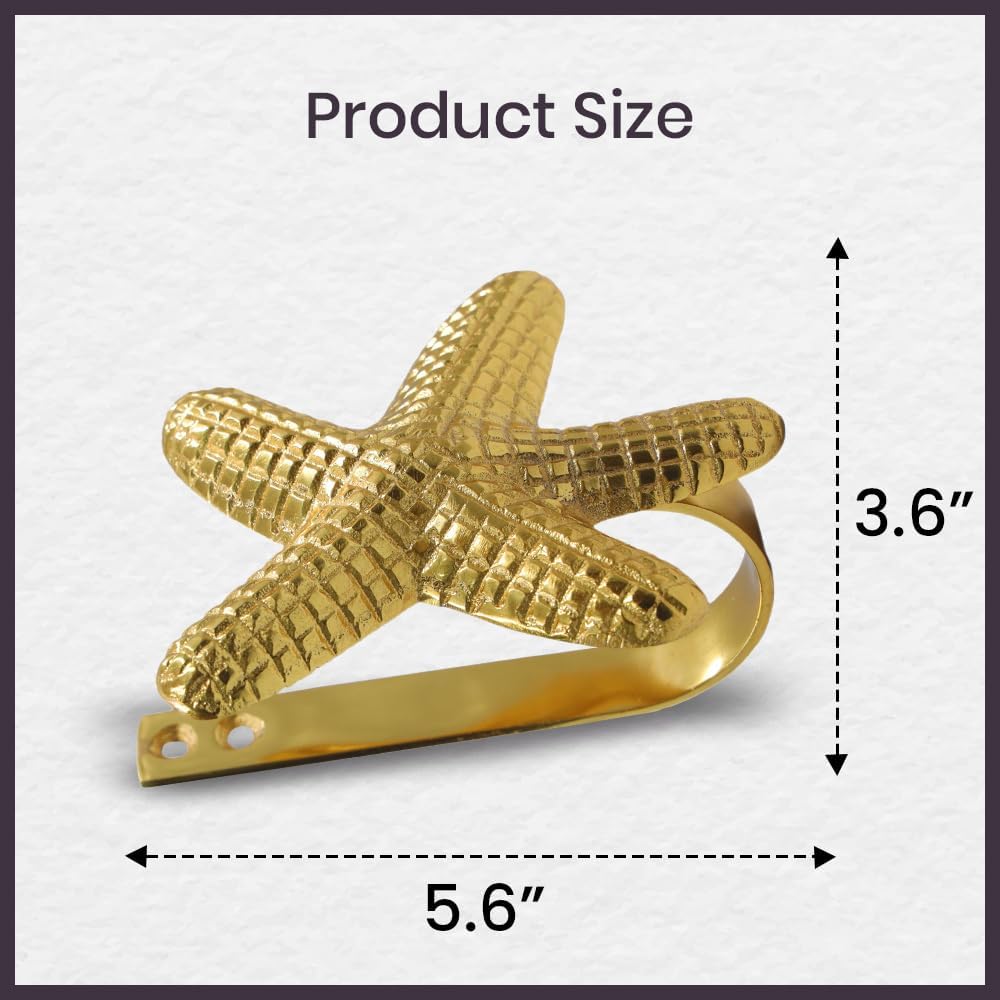 The Metal Magician Metal Nautical Starfish Curtain Holdback & Curtain Holder for Home, Bedroom & Office (Starfish Gold