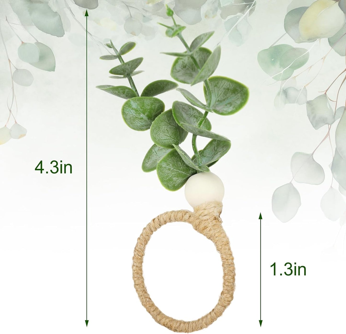 JarThenaAMCS Napkin Rings Set of 30 Rustic Eucalyptus Leaf Rings Wood Bead Farmhouse Napkin Ring for Spring Summer