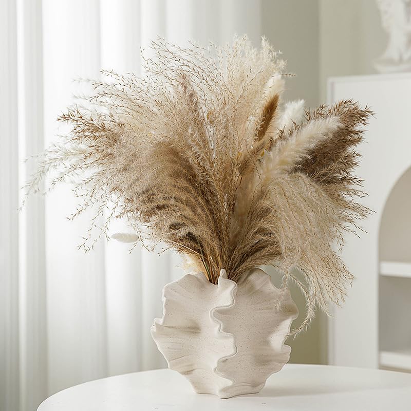 Modern Art Ceramic Coral Flower Vase Home and Office Decoration Sculpture Work Bohemian / White