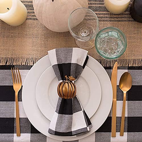 STMK Set of 24 Thanksgiving Day Napkin Rings, Rustic Harvest Pumpkin Napkin Rings Alloy Napkin Holder for Halloween Fall Thanksgiving Day Table Decorations