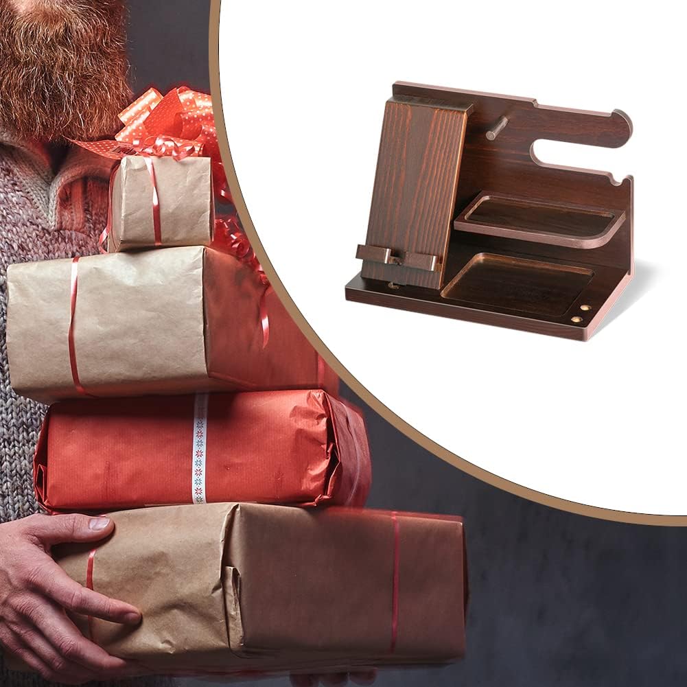 Gifts for Men Wood Phone Docking Station for Mens Gifts for Christmas Husband Anniversary Dad Birthday Gifts for Men or