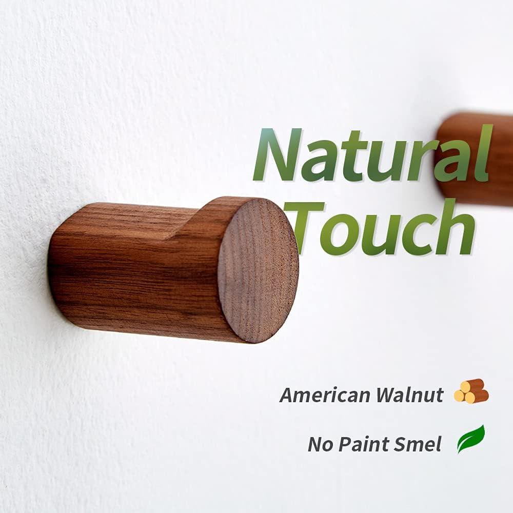 Wood Wall Hooks / Walnut / Natural / Set of 4