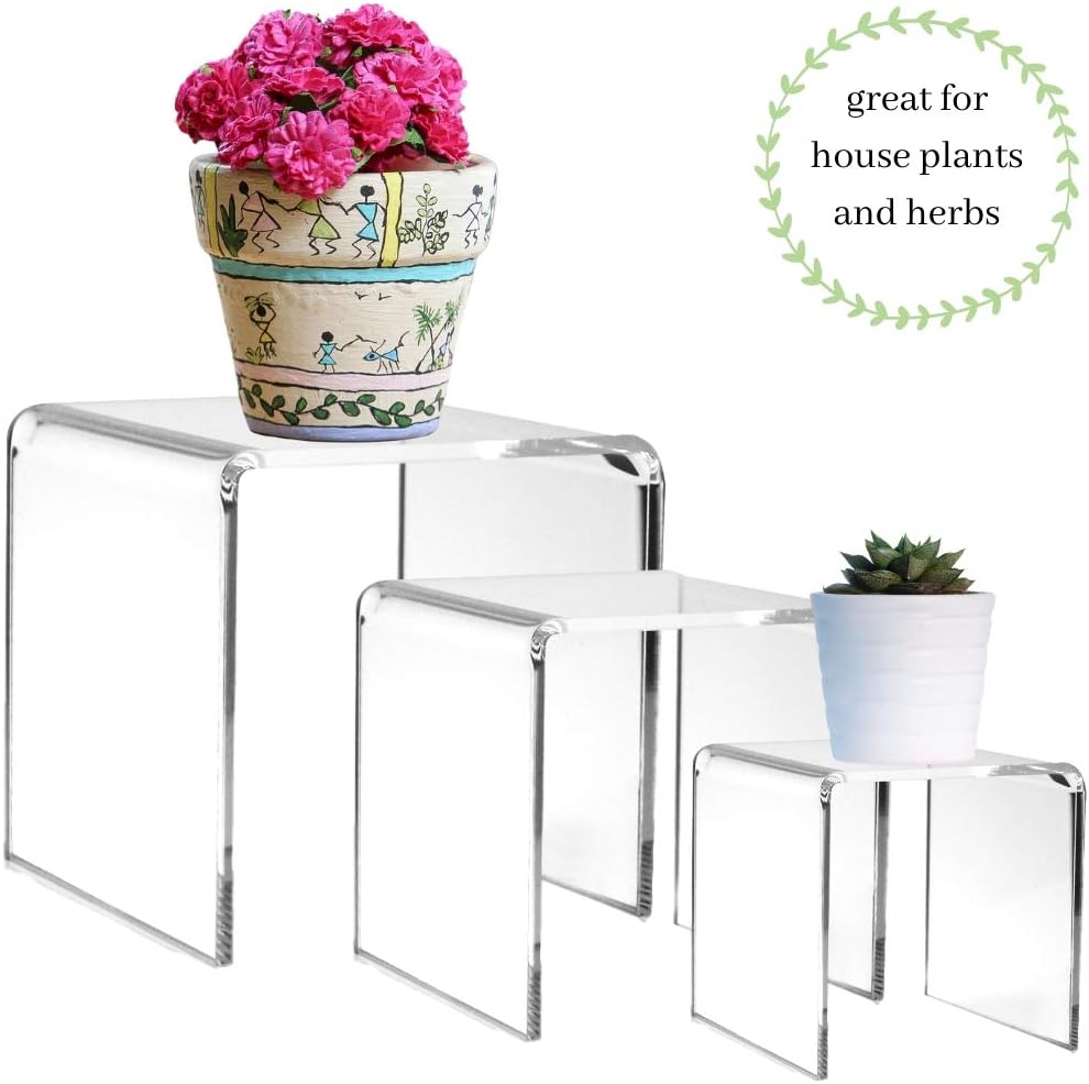 Transparent Tabletop Stands for Jewelry / Clear / 6 Inch / Set of 3