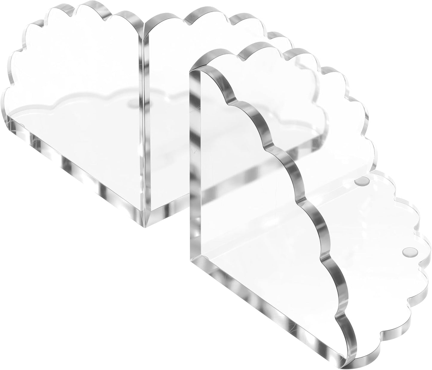 Scalloped Acrylic Bookends / Clear / Set of 2