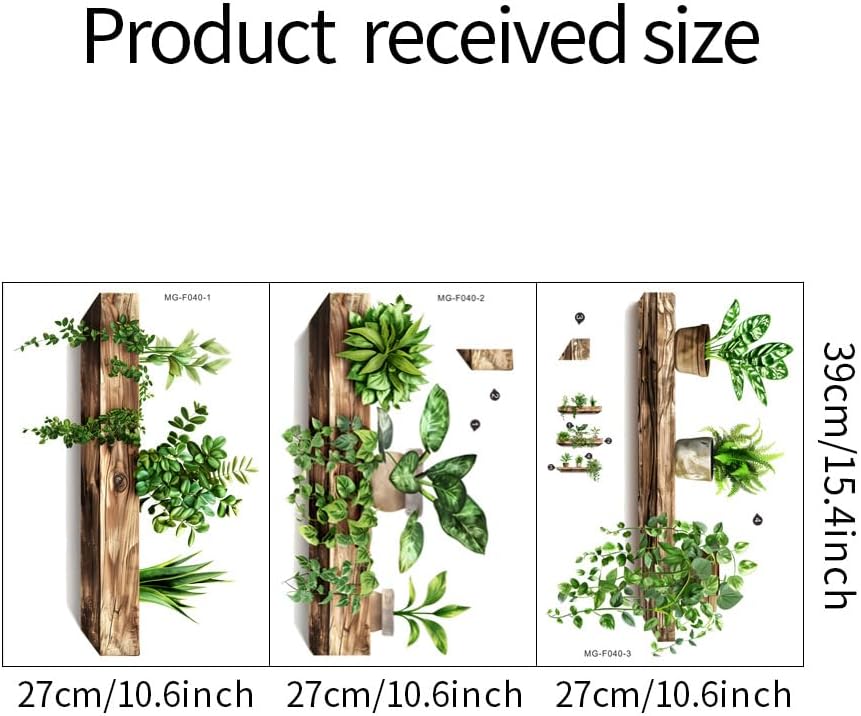 3D Potted Plants Wall Stickers Removable Tropical Nature Plants Wall Decals / Set of 3
