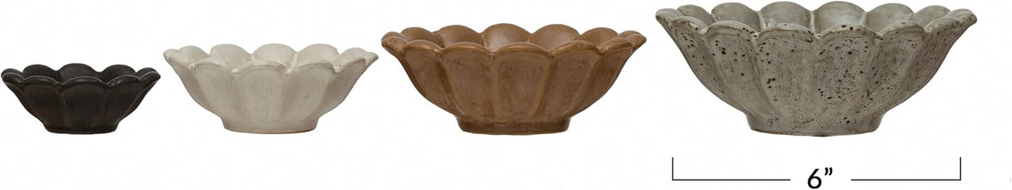 Stoneware Flower Bowls / Multicolor