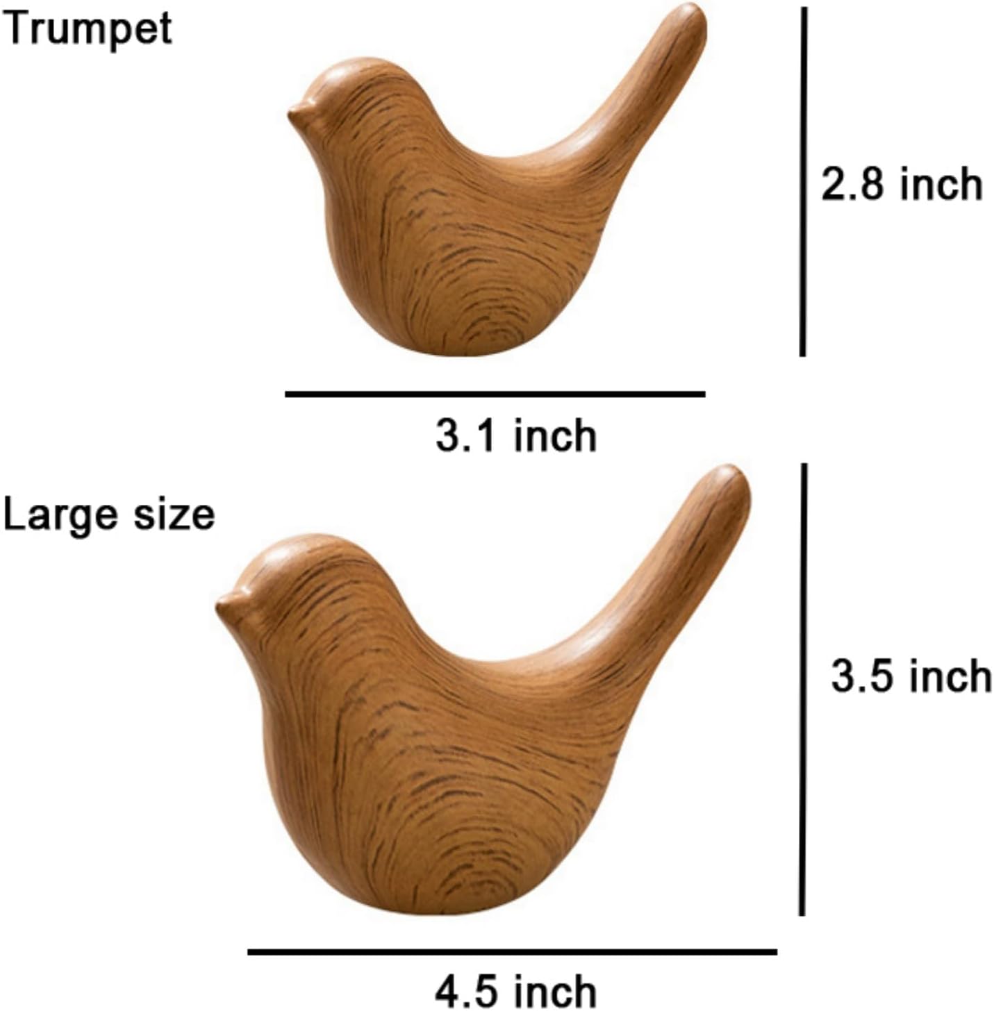 Boho Bird Statue / Wood-look Pair