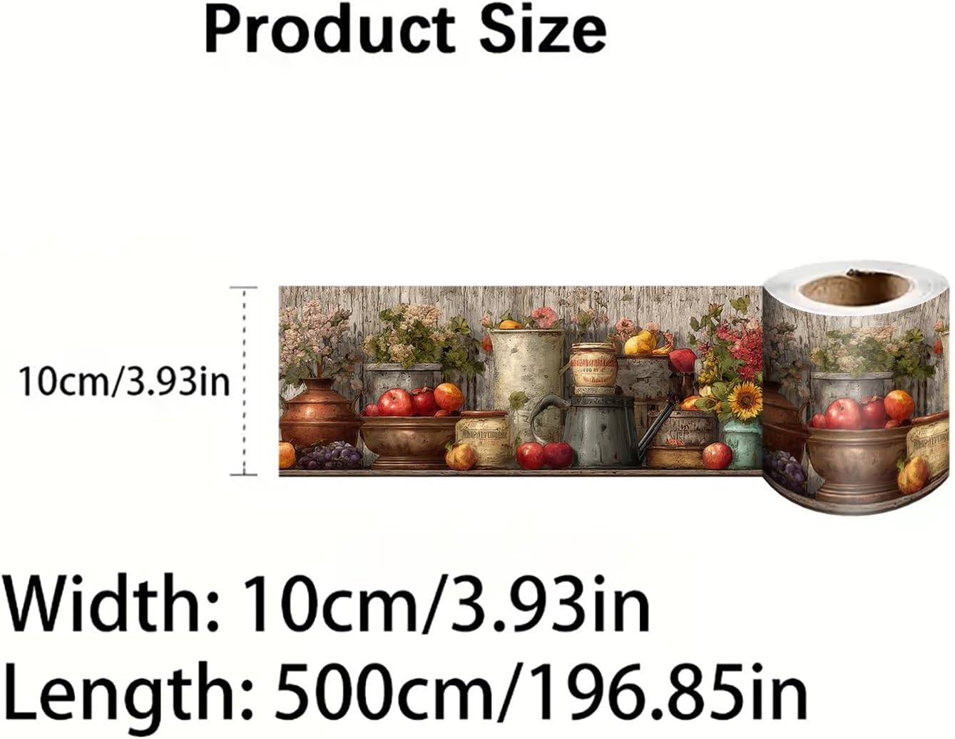 Wall Border Peel and Stick Rustic Fall Pumpkin Sunflower Mason Jar Wallpaper / Harvest Jar / 196 x 4