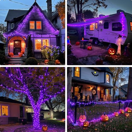 JMEXSUSS 400 LED Purple Halloween Lights Outdoor, Purple String Lights