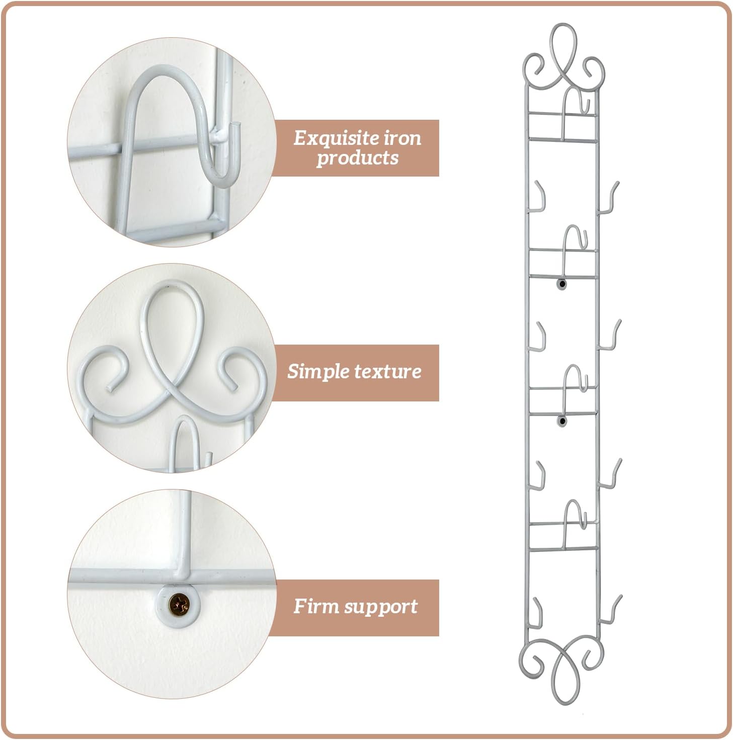 Blulu 1 Pcs Wall Mounted Tea Cup & Saucer Display Rack 4 Tiers,White | 36 x 5 Inch Vertical Metal Mug & Plate Hanger