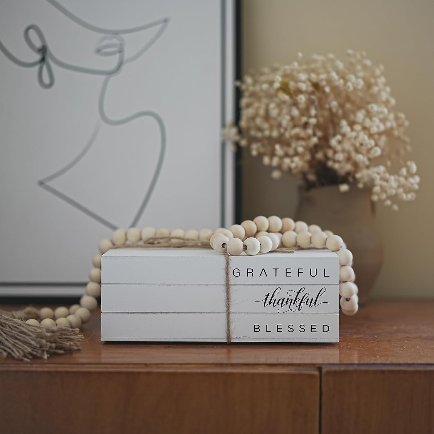 Wooden Faux Book for Decoration / GRATEFUL Thankful BLESSED