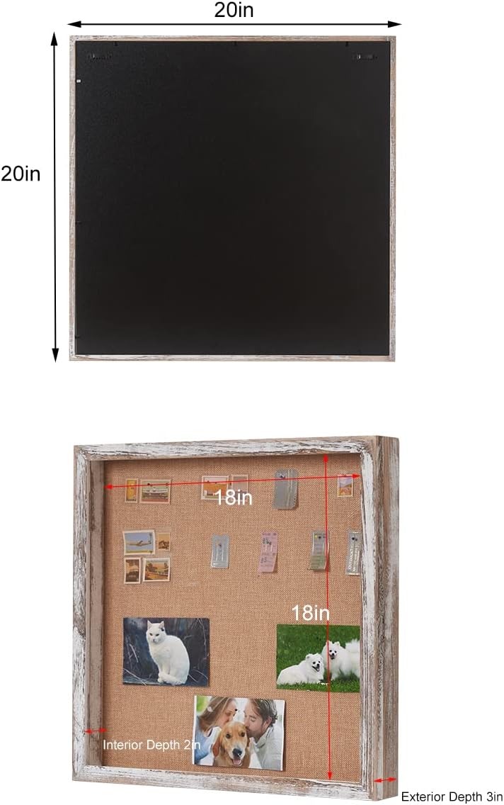 Square Shadow Box 20x20, Extra Large Shadow Boxes Display Cases with Hinged Door, Big Memorial Frame for Weddings