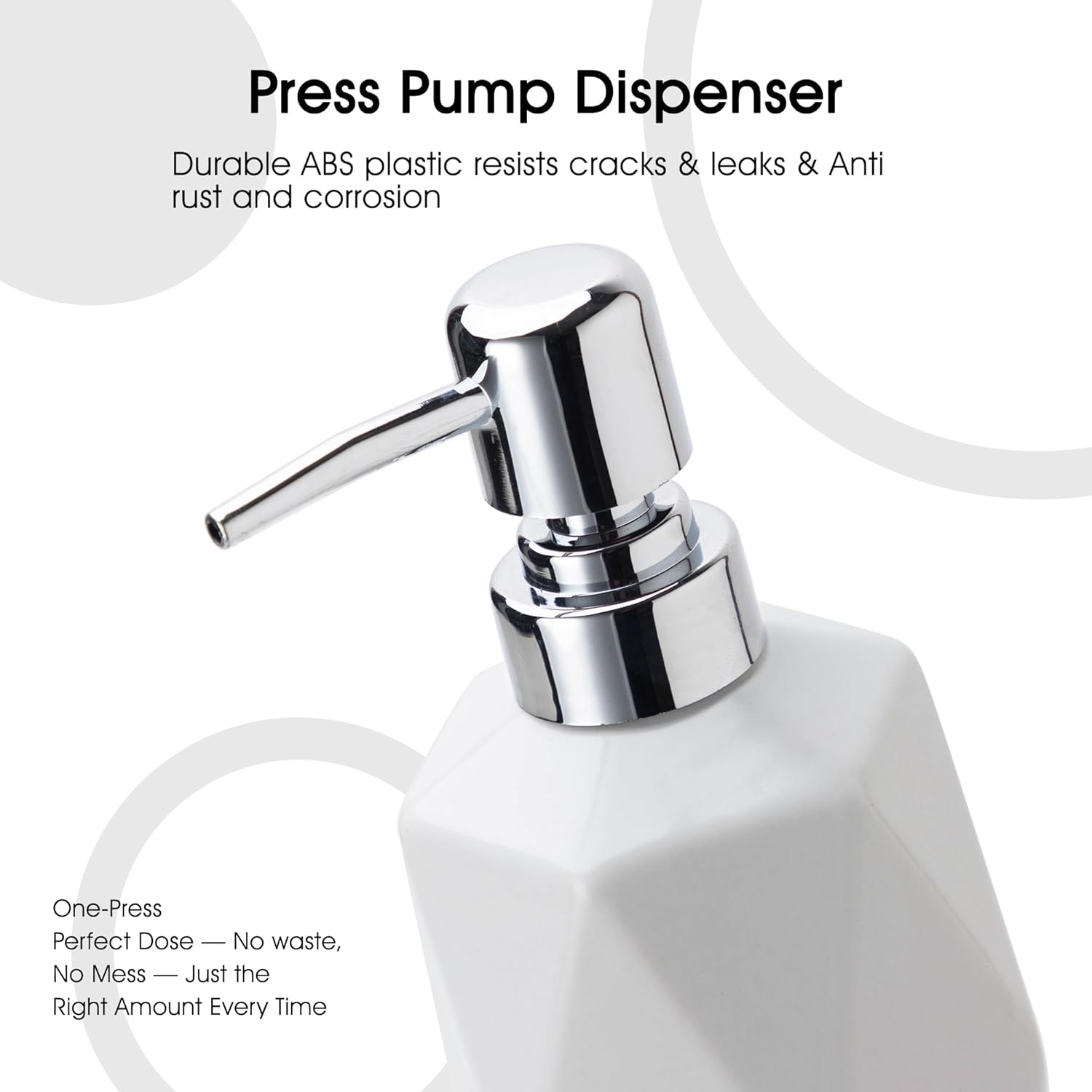 Soap Dispenser, 13.5oz Ceramic Soap Dispenser Bathroom for Kitchen & Bathroom Set of 2 (White, 2 Pack)