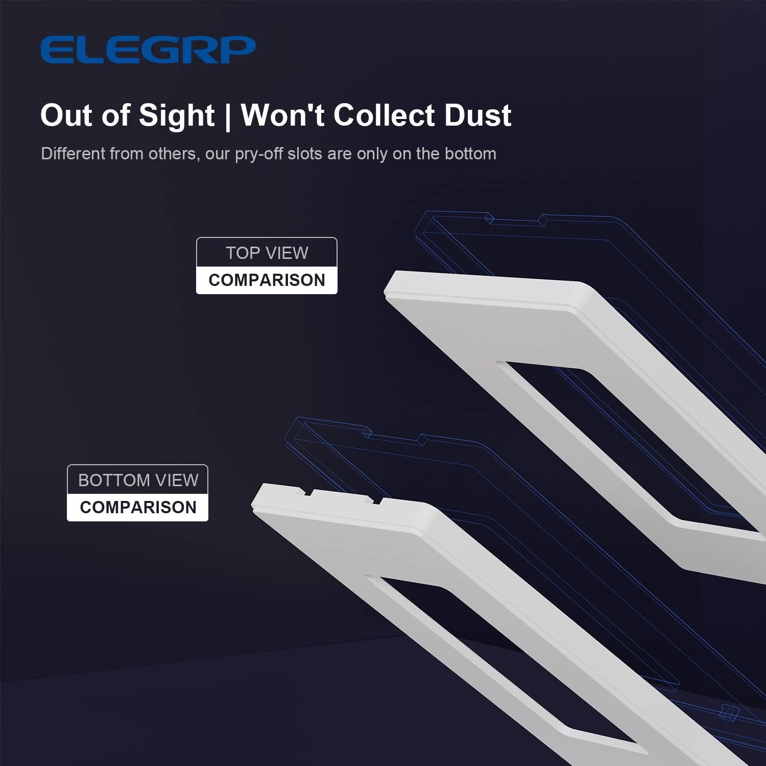 ELEGRP 2-Gang Screwless Decorative Wall Plates, Mid-Size Cover Plates, Unbreakable Thermoplastic Faceplate Cover for