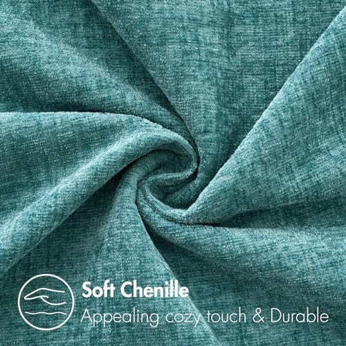 MIULEE Soft Chenille Lumbar Throw Pillow Covers Teal 12x20 Inch Pack of 2