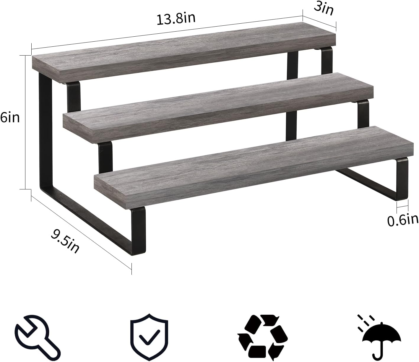 YINMIT Wooden Display Riser Stand, Tiered Perfume and Cologne Organizer Stand, 3 Tier Spice Rack Organizer, Rustic