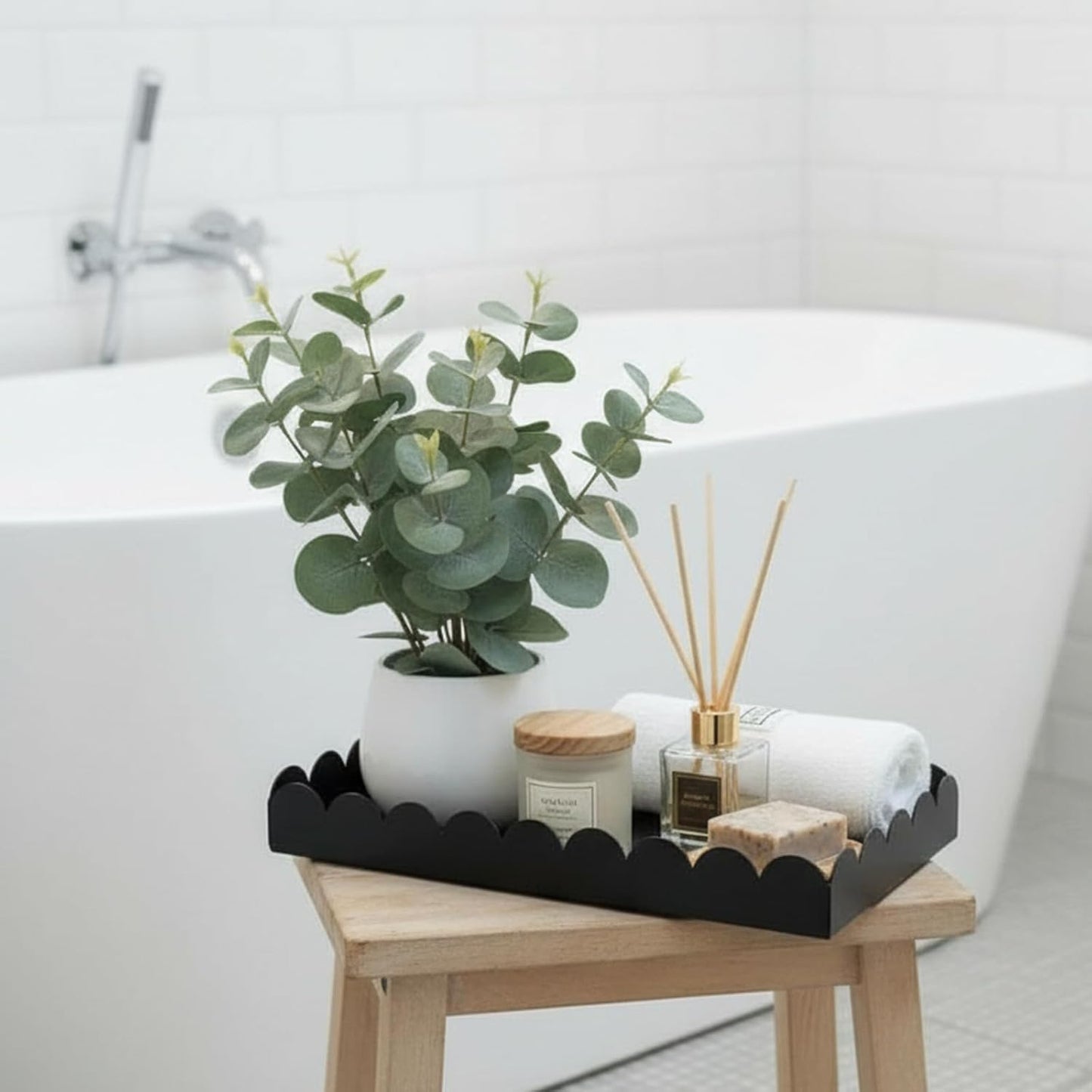 Toilet Tank Tray Metal Toilet Paper Scalloped Basket Organizer