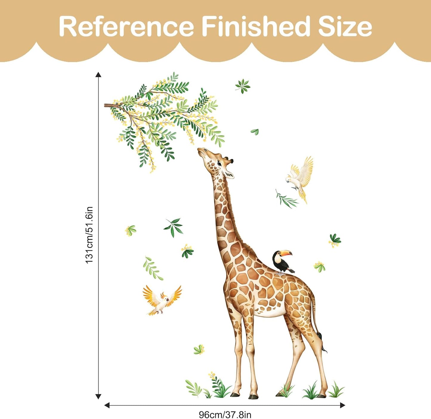 Large Giraffe Wall Decals Jungle Animal Wall Stickers Leopard Deer Safari Peel and Stick Art Decor
