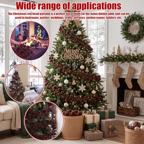 2 Pcs 6 ft Brown Velvet Christmas Ball Ornament Garland