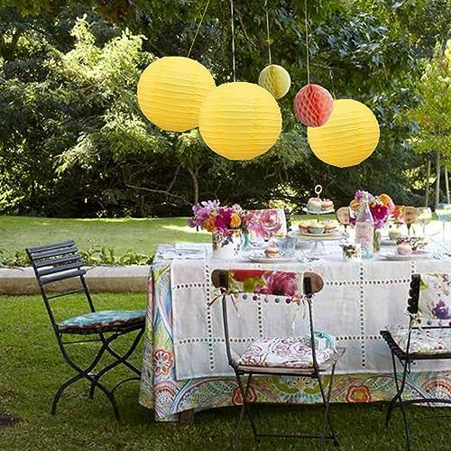 BEISHIDA 10Inch Yellow Paper Lanterns 6 Packs Hanging Round Chinese Lantern