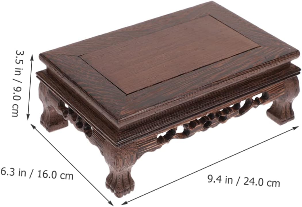 Rectangular Wooden Display Pedestal Multi-Use Plant Stand Flower Pot Base / 9.44 x 6.29 x 3.54
