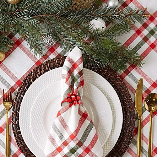 12PCS Christmas Napkin Rings Set for Table Settings, Festive Gift Bow Napkin Holder Rings for Christmas Thanksgiving New Year Party Dinner Table Decoration (12PCS Gold+Red+Green)