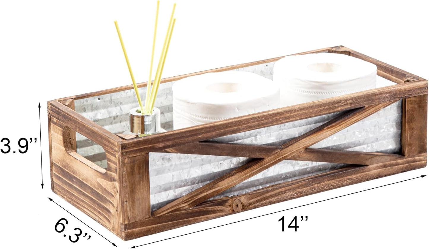 Wooden Toilet Tank Basket / Brown