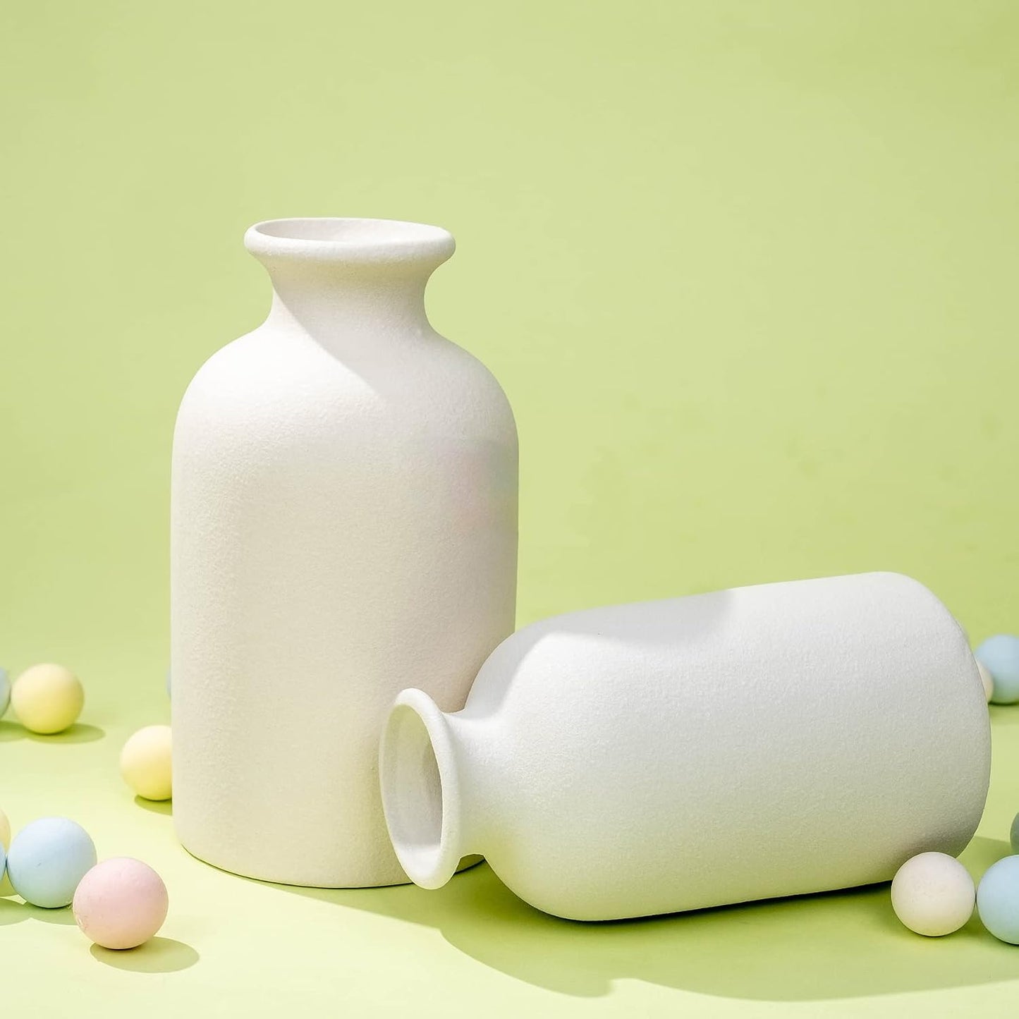 Ceramic vases Home Decor Small vase Set Boho vase Modern Farmhouse Decor / White / Set of 2