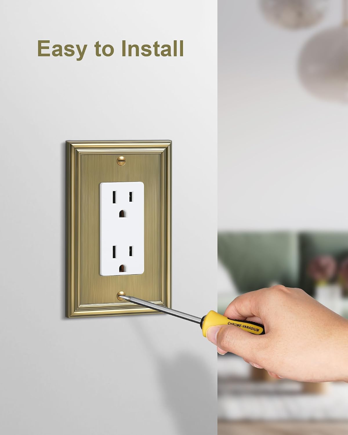 6-Pack Zinc Alloy Decorator Outlet Cover Plate, Solid Receptacle Cover | Decorative Switch Plates and Outlet Covers