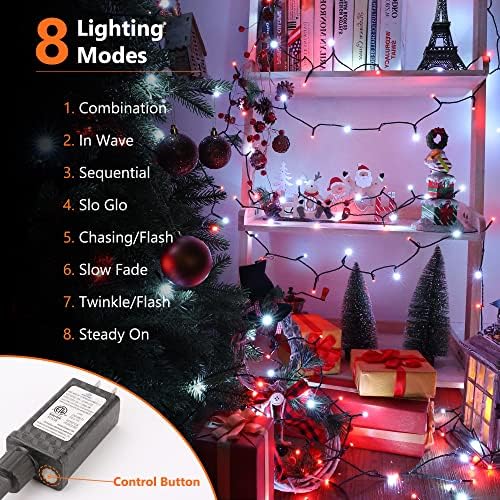 Brizled Red & White Christmas String Lights Indoor Outdoor, 78.74ft 240 LED