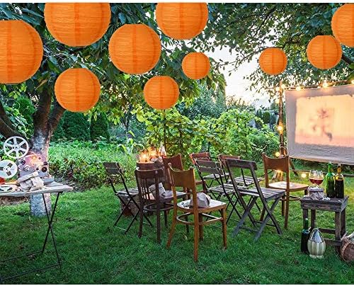 BEISHIDA Orange Paper Lanterns 10Pcs 4/6/8/10/12 Inch Round Chinese Lamp