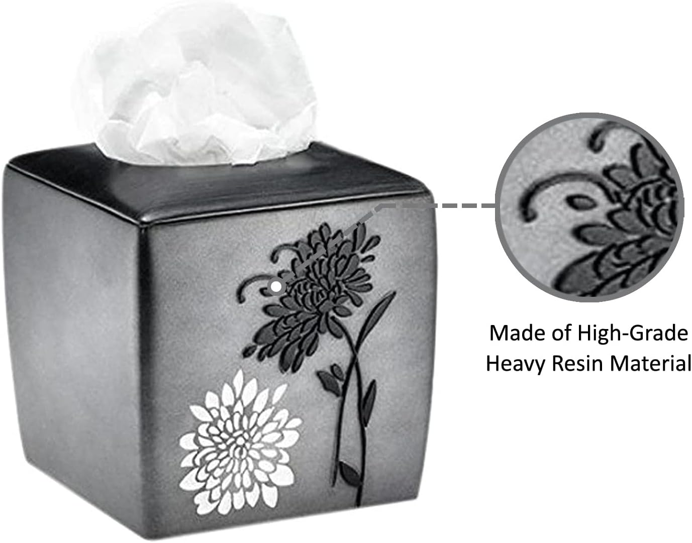 Zahari Home 2pc Erica Bathroom Decor Set Waste Basket for Bathroom & Tissue Cover Modern Classic Decor Stylish Unique