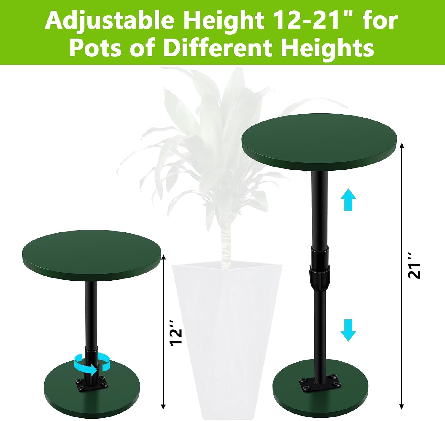 2 Pack Plant Risers for Inside Pots, 12-21" Rise Wooden Planter Inserts | Adjustable Height Planter Inserts for Large
