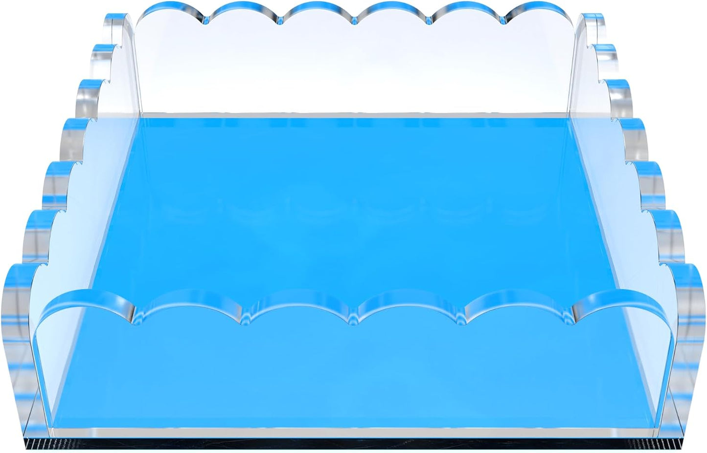 Scalloped Acrylic Tray / Blue / 8 x 8