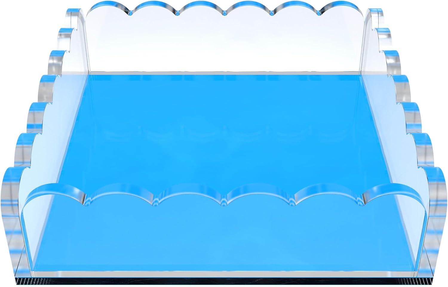 Scalloped Acrylic Tray / Blue / 8 x 8