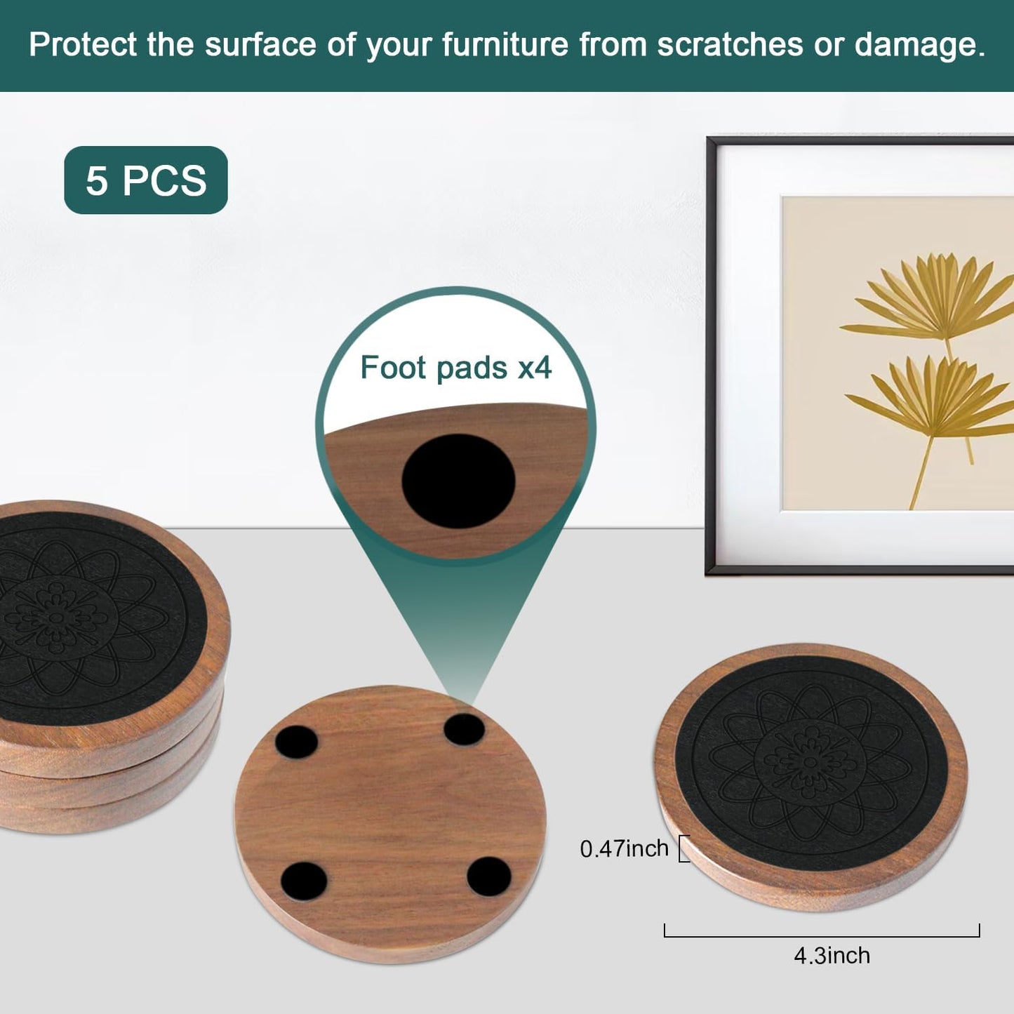 Wood Coasters for Drinks / #5-black