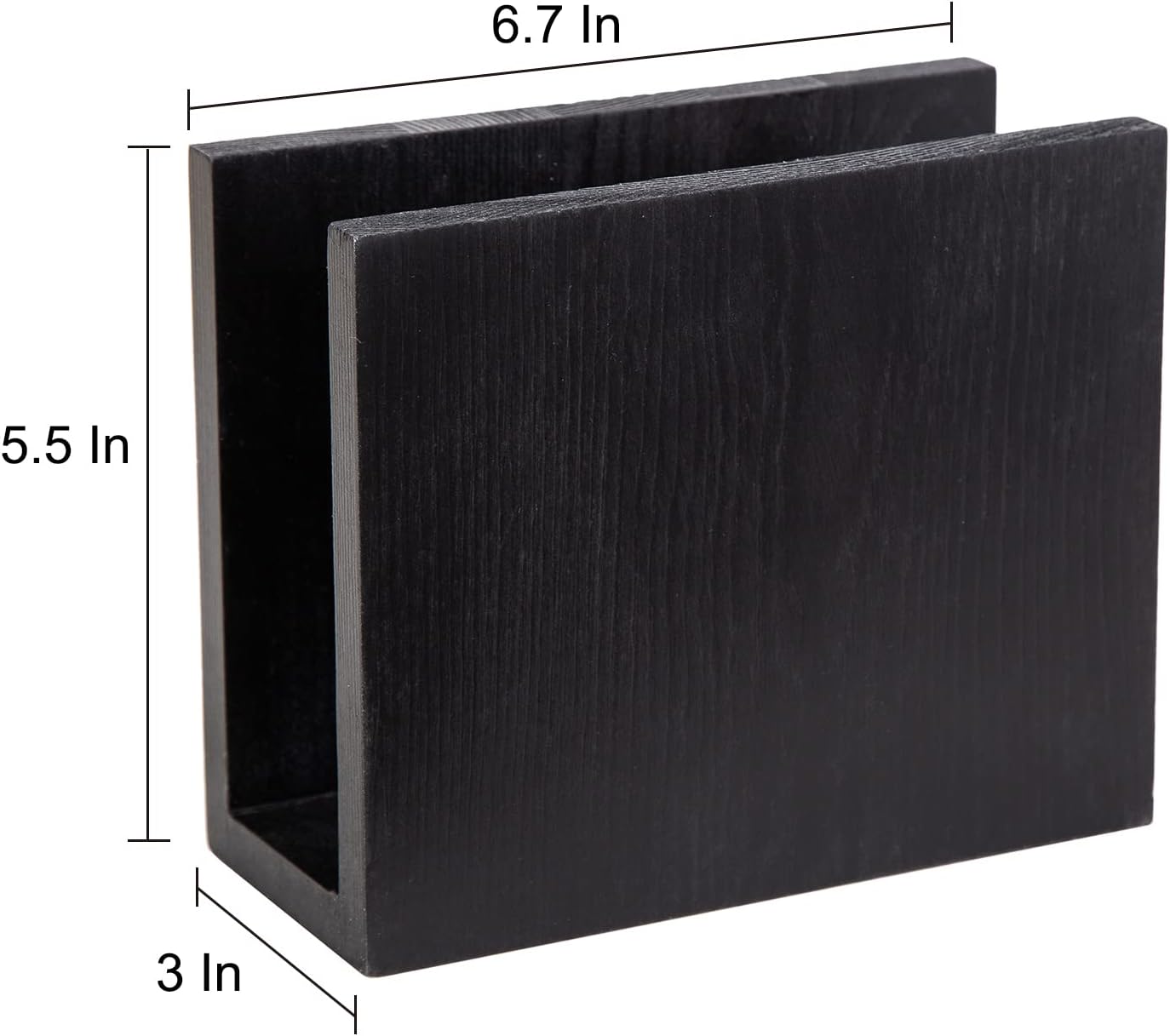 Rustic Wooden Paper Napkin Holder Farmhouse Napkin Storage Dispenser / Black