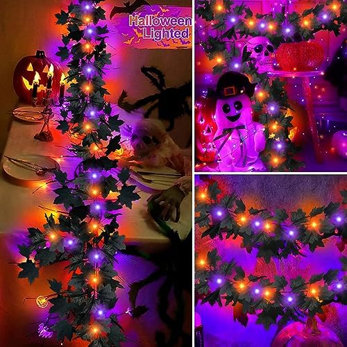 Timer & Thicker 2 Pack Halloween Garland with Lights Halloween Decorations