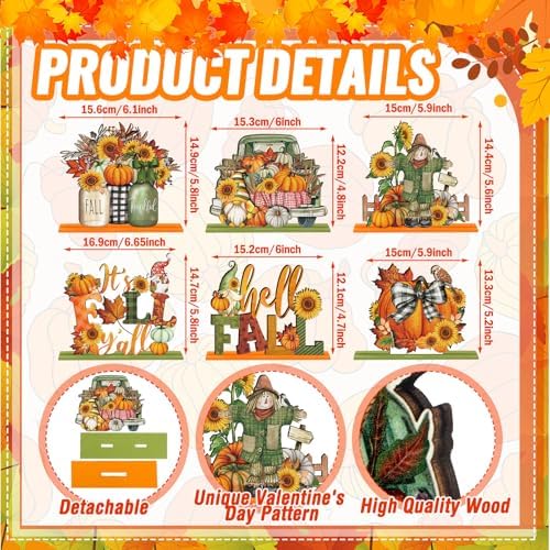 Yousoontic 6 Pcs Fall Thanksgiving Table Decor, Rustic, Light Orange