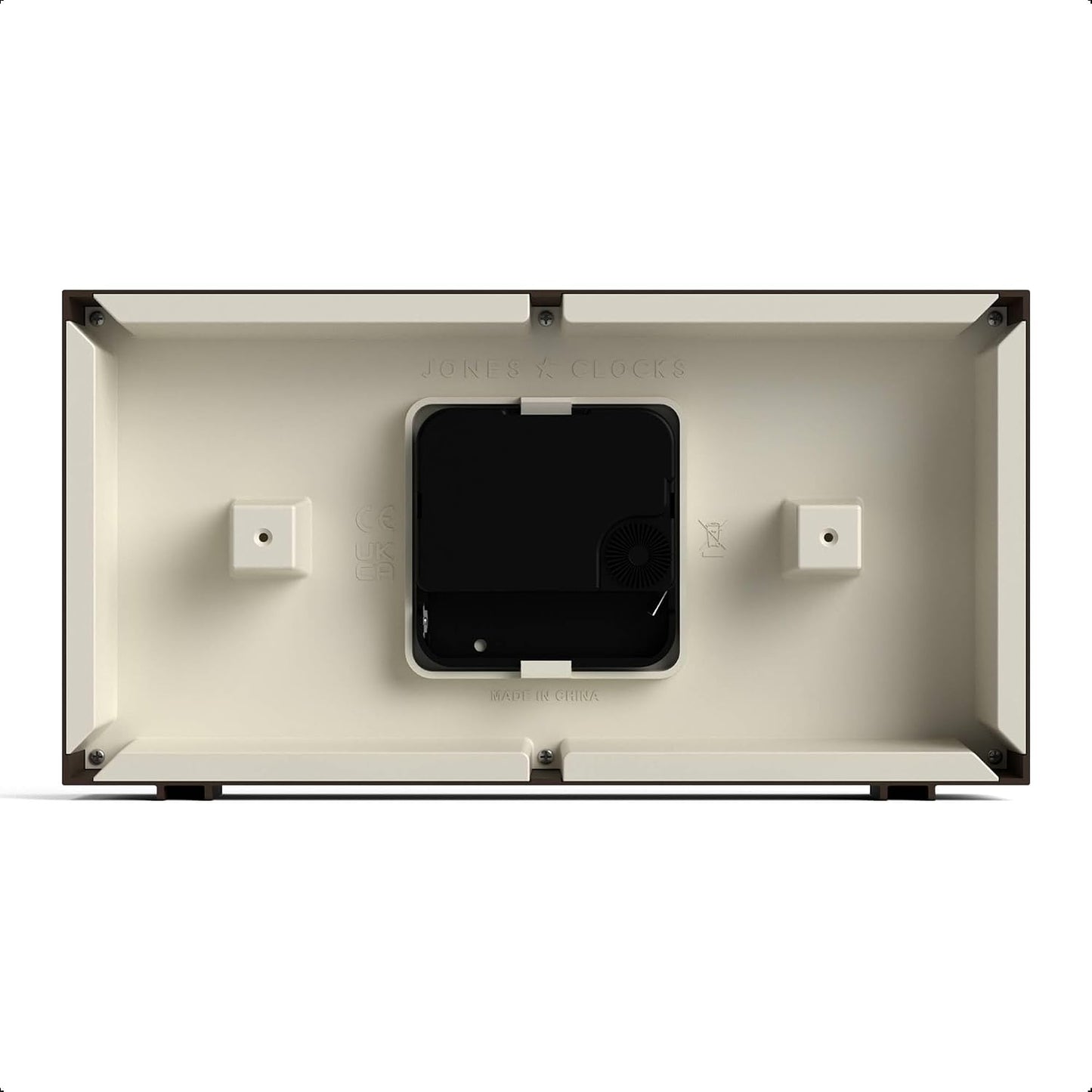 JONES CLOCKS® Odeon Desk Clock | Modern Rectangular Design | Brown | Stylish Retro Look for Shelf, Table, Mantel or