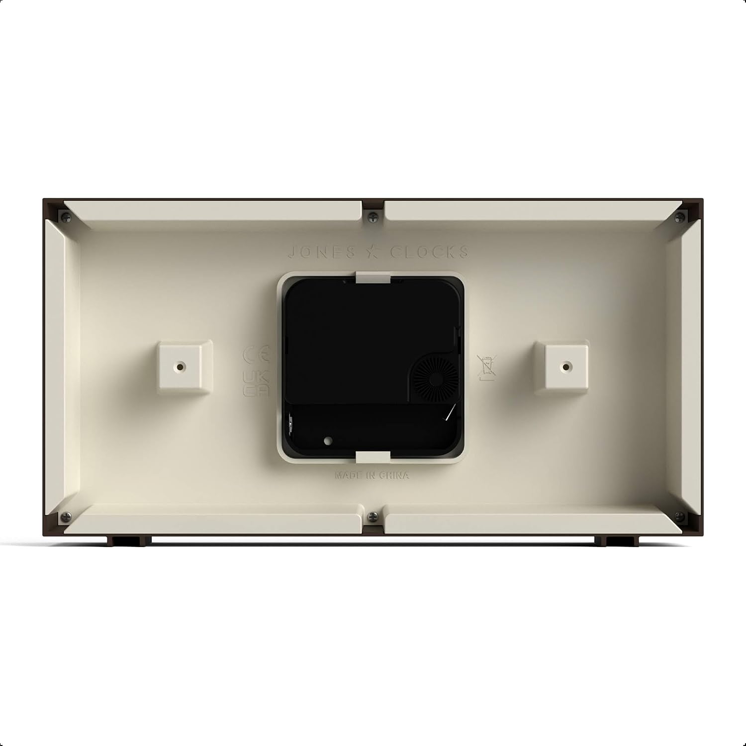 JONES CLOCKS® Odeon Desk Clock | Modern Rectangular Design | Brown | Stylish Retro Look for Shelf, Table, Mantel or